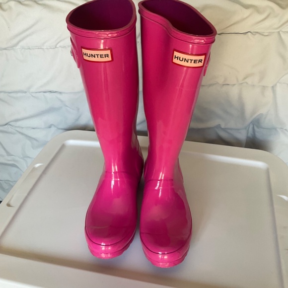 Original Kids Gloss Pink Hunter Boots kids size 4/5 women’s size 5 - Picture 7 of 16